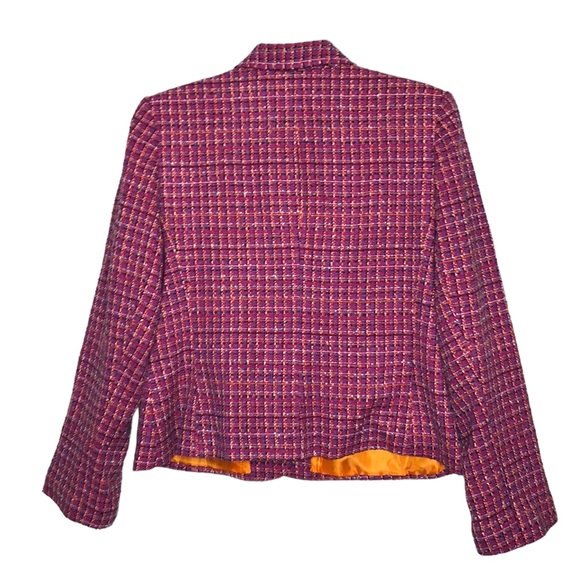 NEW - METROSTYLE Barbie Hot Pink Multicolor Tweed Button Front Blazer - Size 20 - Picture 3 of 5